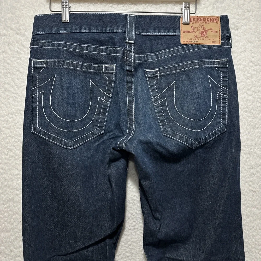 Vintage‎ True Religion Men's Bobby Blue Straight Jeans Size 34 Made In USA